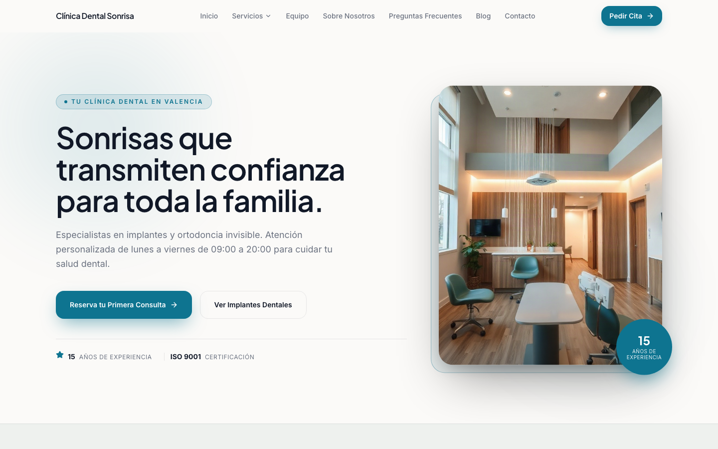 Clínica Dental Sonrisa — built with webceke